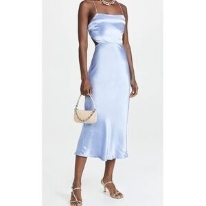 Blue Satin Slip Dress